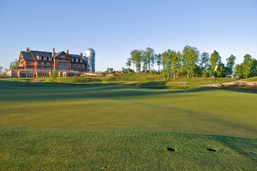 Primland's Lodge, with golf green in foreground