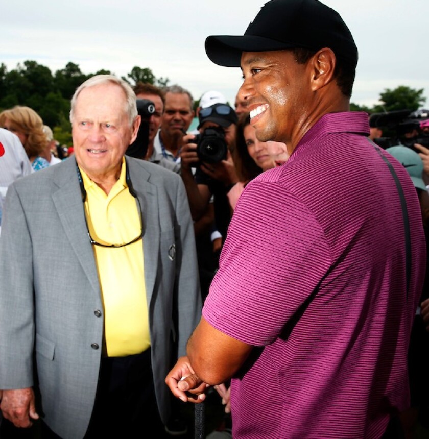 Jack Nicklaus and Tiger Woods at the Masters
