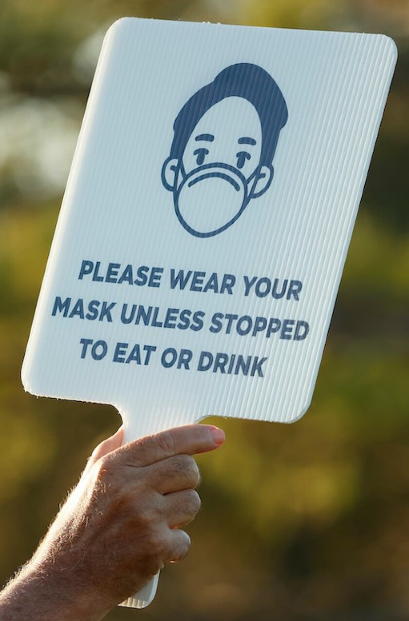 PGA Tour mask sign at 2020 Houston Open