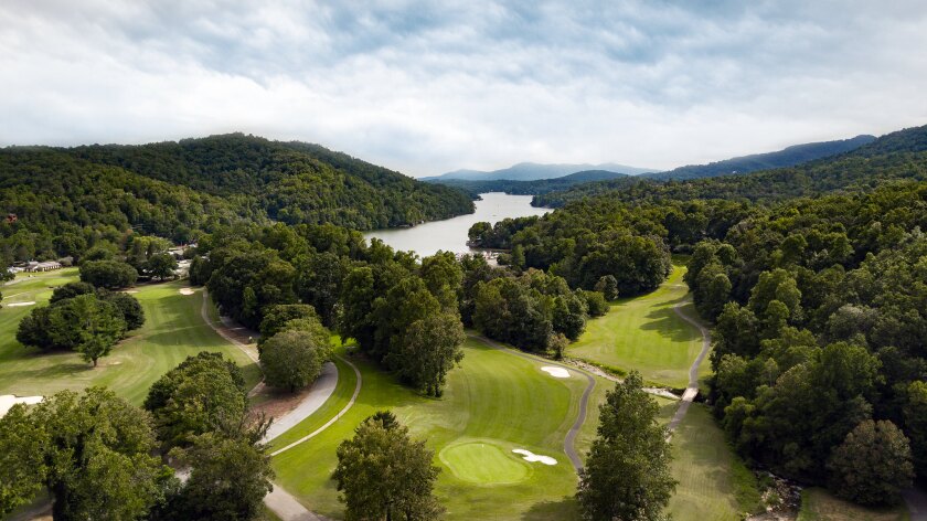 Rumbling Bald |Aerial with Lake