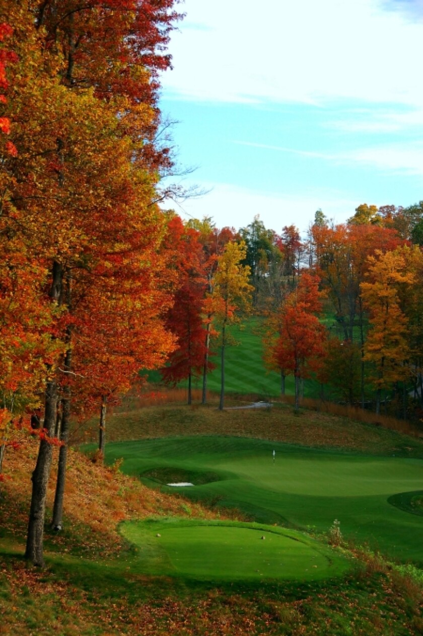 Fall colors on The Highland Course at Primland