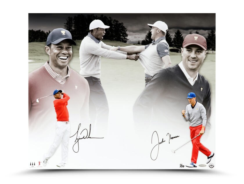 Justin Thomas — Tiger Woods Dual-Signed Print