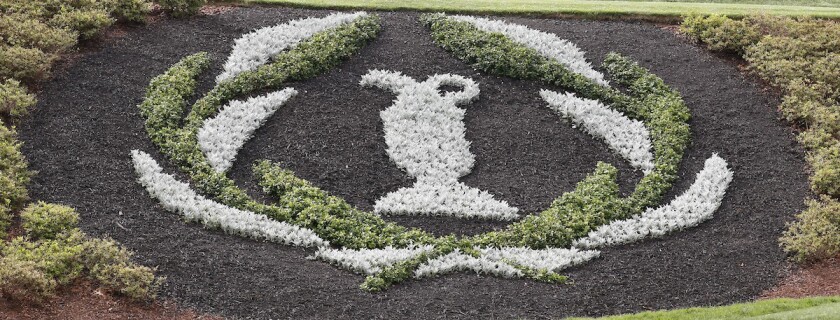 Memorial Tournament landscaping in form of tournament trophy