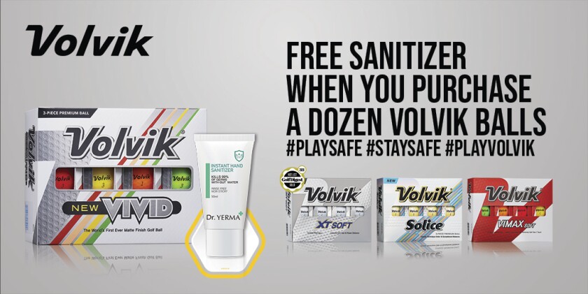 Volvik golf balls hand sanitizer promotion