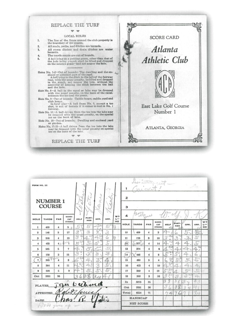 Atlanta Athletic Club 1935 match scorecard
